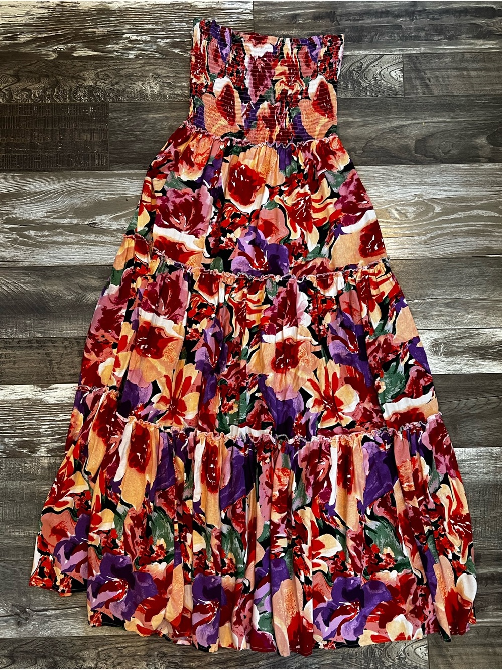 Anthropologie Abel the Label Strapless Maxi Dress Floral Size L